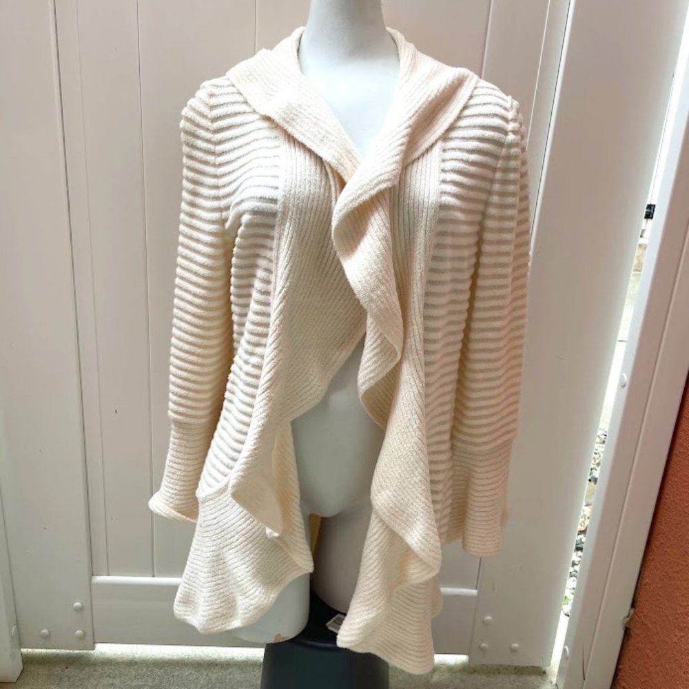 St. John Women's Ivory Open Front Cardigan Size P
